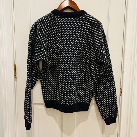 Vintage LL Bean 80's Birdseye Knit Wool Sweater Size Large - Picture 4 of 16